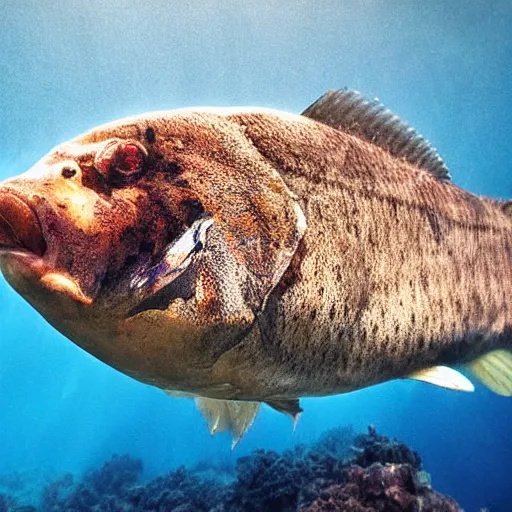 Image similar to incredibly detailed atlantic cod, wide angle shot, backlit, very realistic, underwater, beautiful photo, national geographical, underwater photography, gopro,