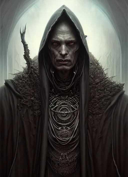 Prompt: portrait shot of a dark evil wizard in a scenic dystopian environment, intricate, elegant, highly detailed, centered, digital painting, artstation, concept art, smooth, sharp focus, illustration, artgerm, tomasz alen kopera, peter mohrbacher, donato giancola, joseph christian leyendecker, wlop, boris vallejo