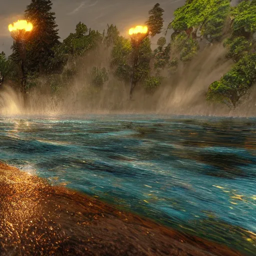 Image similar to the ultradetailed wideshot of magical water spell effects, trending on artstation, behance hd, unreal engine