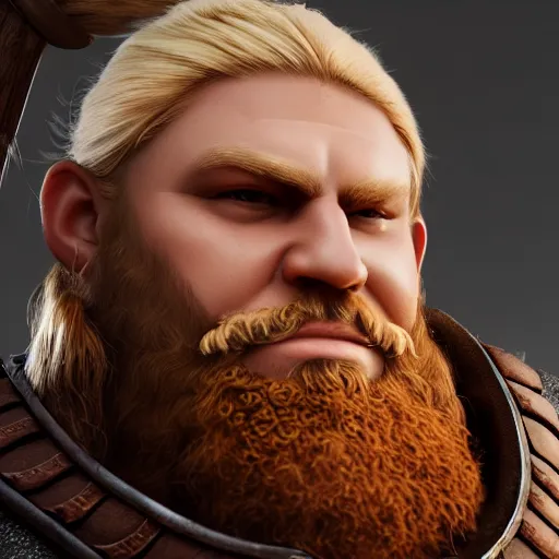 Prompt: a handsome, corpulent viking with blond hair, clash royal style characters, unreal engine 5, octane render, detailed, cinematografic, cinema 4 d