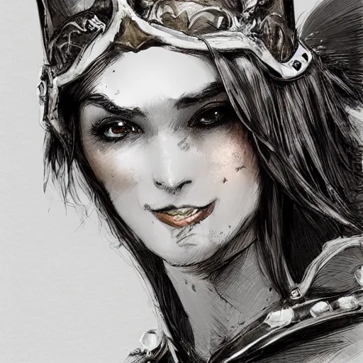 Image similar to batman as an attractive young smiling woman wearing a mushroom crown and heavy armoured wedding dress, face portrait, hd shot, digital portrait, beautiful, fantasy art, artstation, comic style, by artgerm, guy denning, jakub rozalski, magali villeneuve and charlie bowater