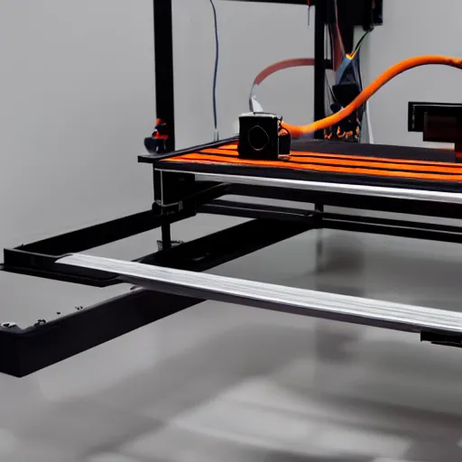 Prompt: prusa conveyor belt 3 d printer, high - end fashion photoshoot