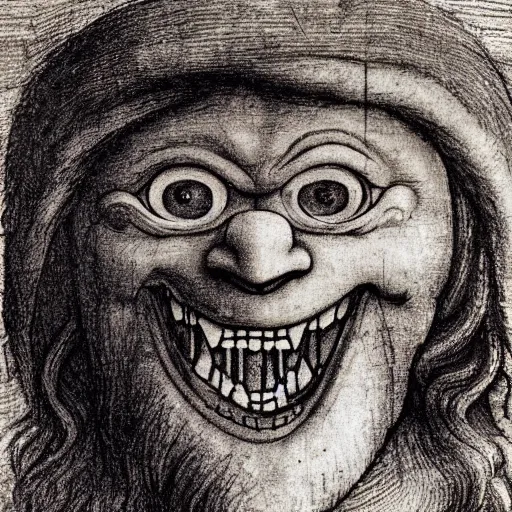 Image similar to trollface drawn by leonardo da vinci