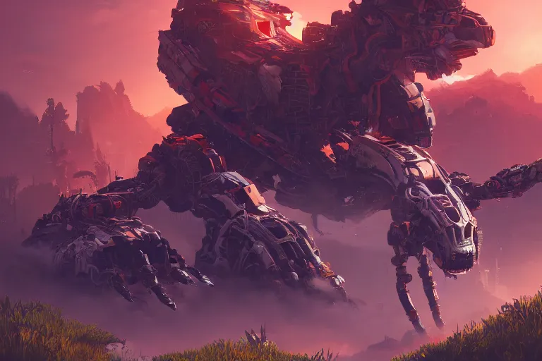 Image similar to burrower machine mecanical creature robot of horizon forbidden west horizon zero dawn bioluminiscence global illumination ray tracing hdr fanart arstation by ian pesty and alena aenami artworks in 4 k