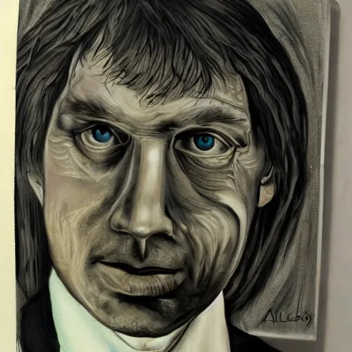Prompt: Alexei Alexeyevich Venediktov portrait in Hans Ruedi Giger artstyle