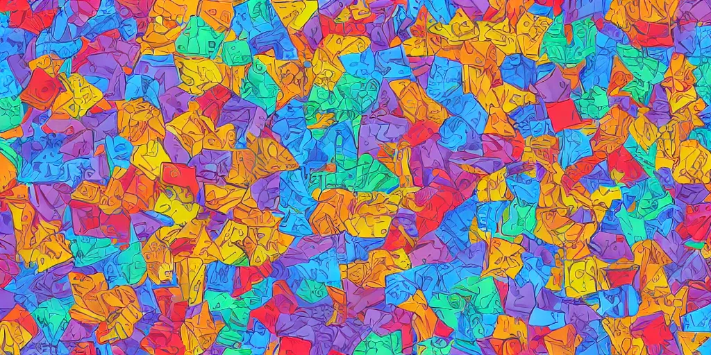 Image similar to 3 5 mm photo of escher style seamless pattern of very large colorful cubes