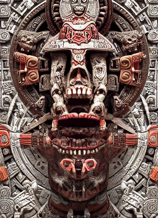 Image similar to digital _ painting _ of _ aztec god of death mictlantecuhtli _ by _ filipe _ pagliuso _ and _ justin _ gerard _ symmetric _ fantasy _ highly _ detailed _ realistic _ intricate _ port