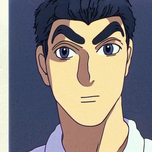 Prompt: frame of george clooney from miyazaki's howl's moving castle