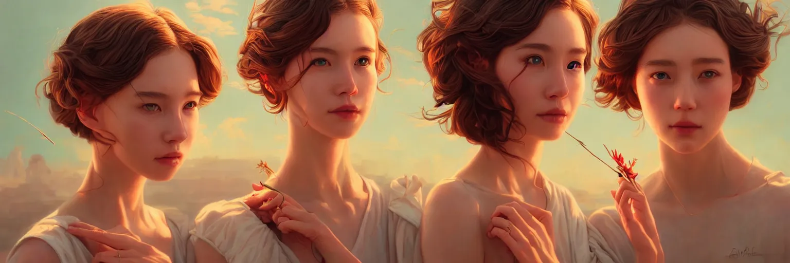 Image similar to a beautiful scenic painting by artgerm and wlop and wes anderson and spike jonze