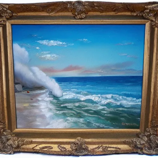 Image similar to cotton exploding crimea beach hi detailed oil painting