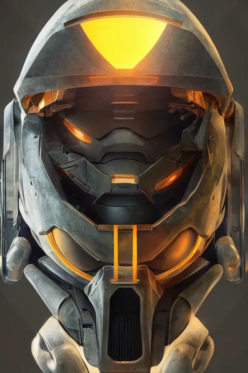 Image similar to robot ninja mask helmet halo master chief radiating a glowing aura global illumination ray tracing hdr fanart arstation by ian pesty and katarzyna da „ bek - chmiel