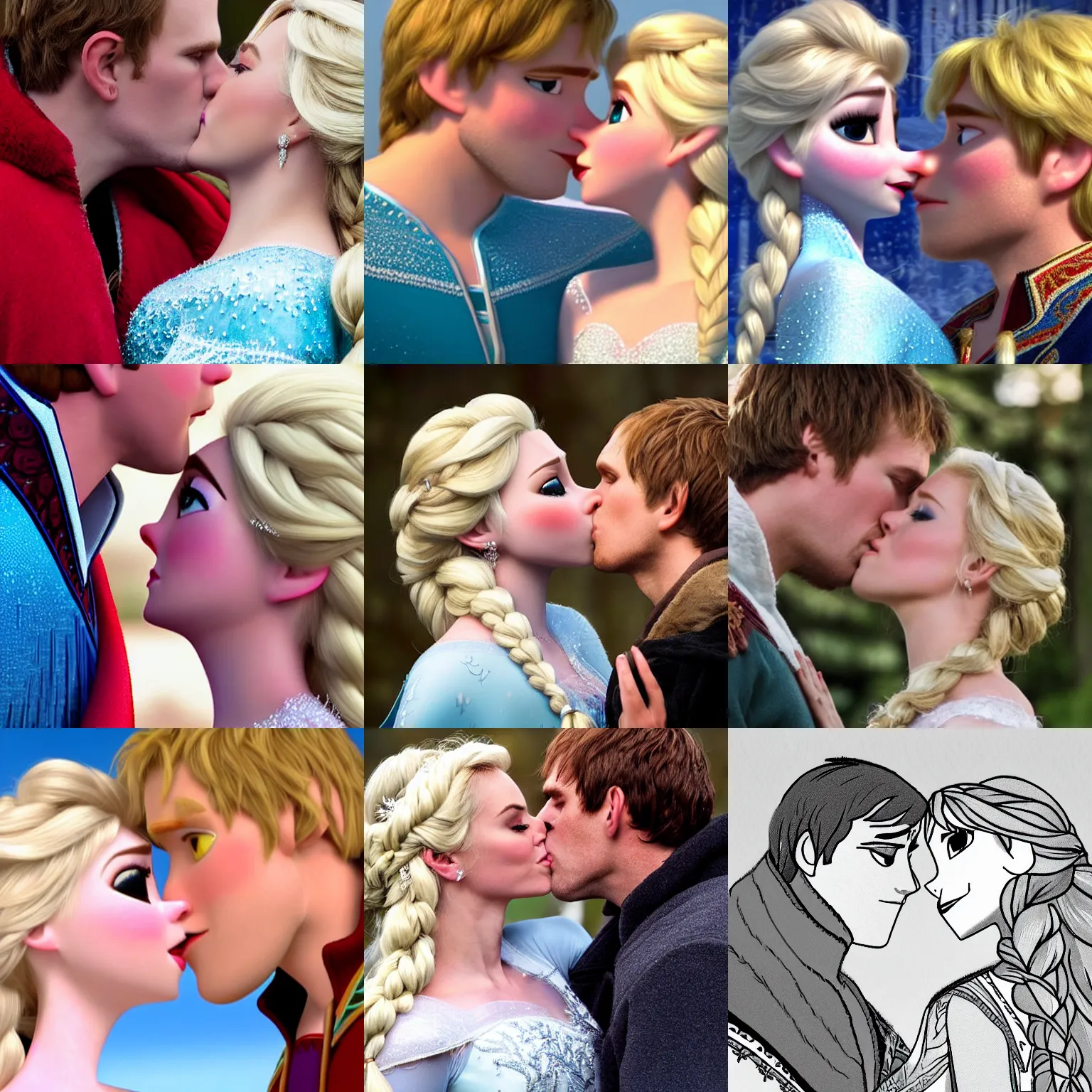 frozen disney anna and kristoff kiss