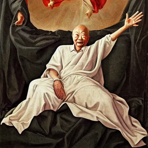 Prompt: Lee Kuan Yew emerging from a cocoon, renaissance style