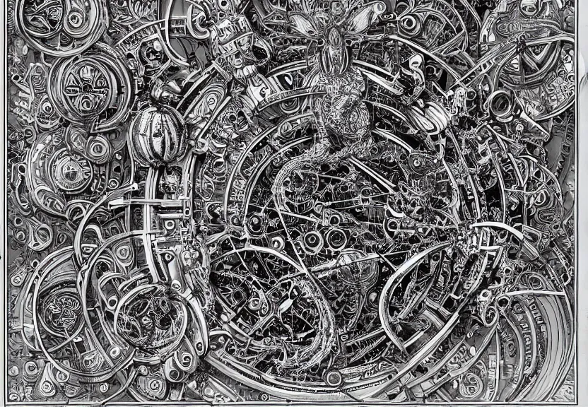 Prompt: small schematic blueprint of highly detailed ornate filigreed convoluted ornamented elaborate cybernetic rat, centered composition, art by da vinci