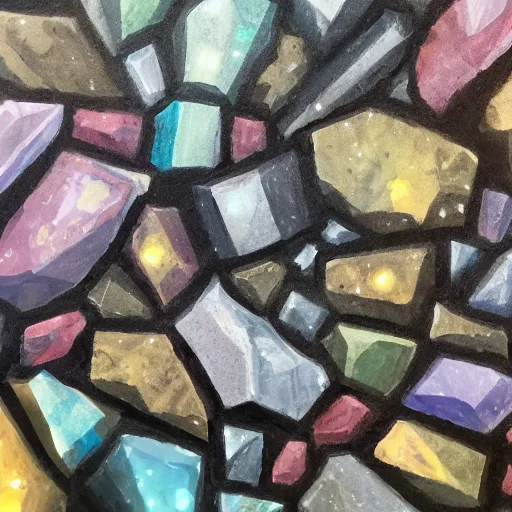 Image similar to Mining crystals in a dark stone cavern 🎨🖌️