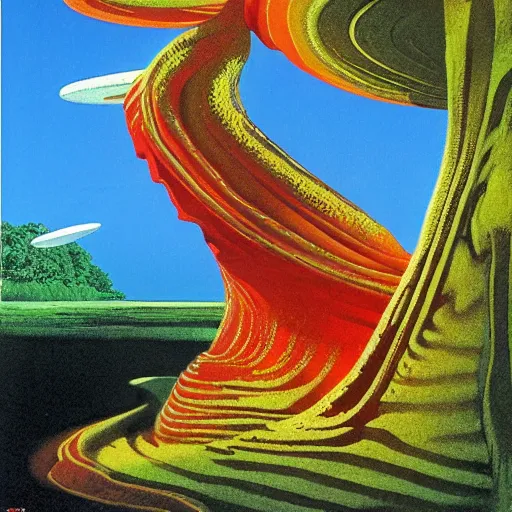 Image similar to A New Dawn, A sense of Awe, Indian Art, Exposure, Slit-Scan Photography, Ultra-HD, Happy, Excited, by Roger Dean and Dr Seuss