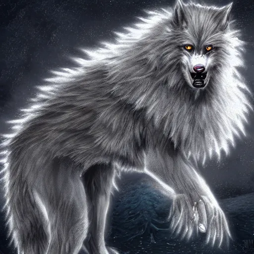 Image similar to a ((fluffy)) werewolf, digital art