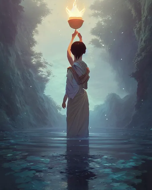 Image similar to asian mage casting a water spell, highly detailed vfx portrait, unreal engine, greg rutkowski, loish, rhads, beeple, makoto shinkai and lois van baarle, ilya kuvshinov, rossdraws, tom bagshaw, alphonse mucha, global illumination, detailed and intricate environment