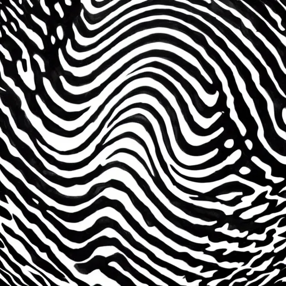 Prompt: black and white op art print of a crescent moon