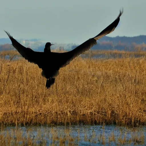 Prompt: Un beau jour, ou peut-être une nuit Près d'un lac je m'étais endormie Quand soudain, semblant crever le ciel Et venant de nulle part Surgit un aigle noir Lentement, les ailes déployées Lentement, je le vis tournoyer Près de moi, dans un bruissement d'ailes Comme tombé du ciel L'oiseau vint se poser