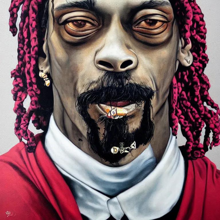 Prompt: Street-art portrait of Snoop Dog in style of Etam Cru, photorealism