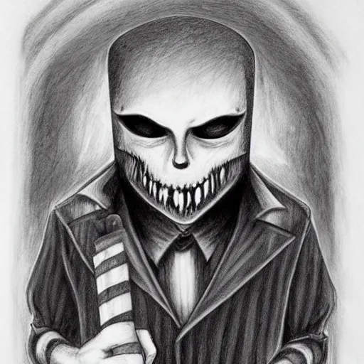 Prompt: macabre charcoal drawing of the candy man by jeremiah ketner | horror themed | creepy