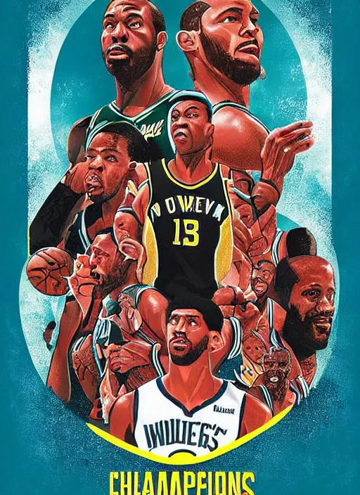 Image similar to nba championship movie poster art by daniel danger