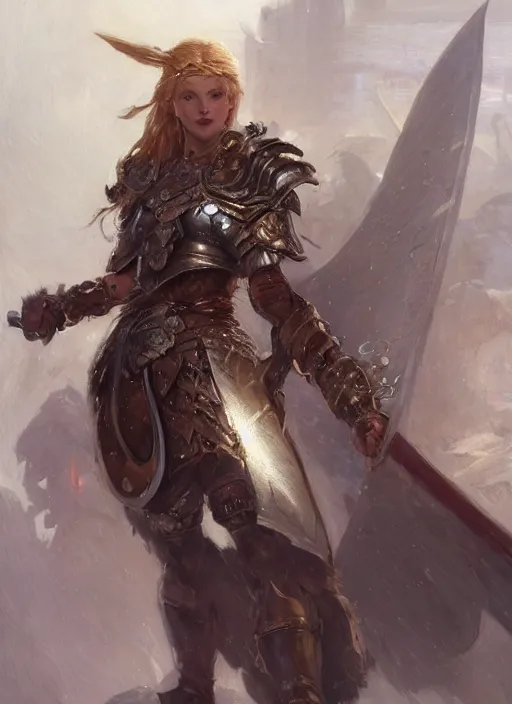 Image similar to character design game art digital 2 d girl viking christian cyborg armor by gaston bussiere, anna nikonova aka newmilky, greg rutkowski, yoji shinkawa, yoshitaka amano, tsutomu niehi, moebius, donato giancola, geoffroy thoorens, trending on artstation, featured on pixiv