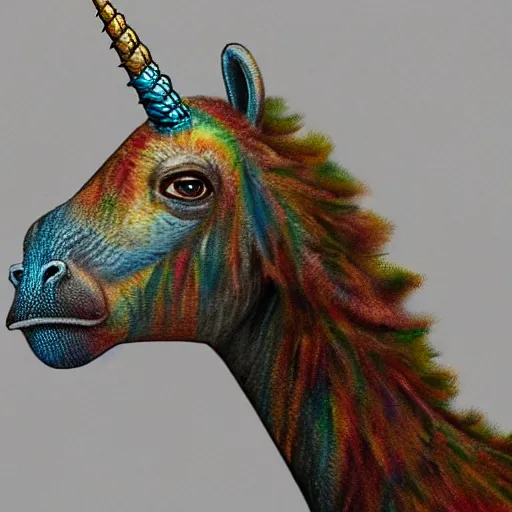 Image similar to animal half unicorn and half jiraff, higly detailed, 8 k, photorealistic, art concept, artstation, sharp focus