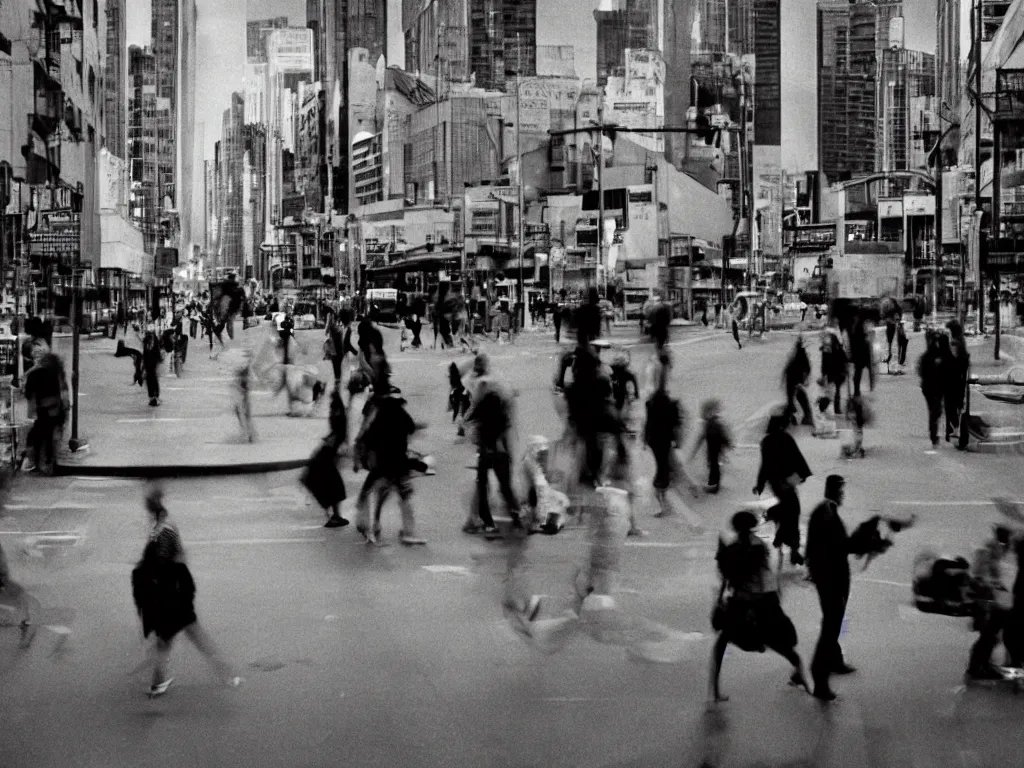 Prompt: long pause photography in a busy city by trent parke