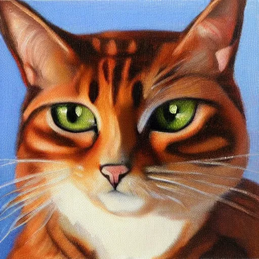 Prompt: brown cat, oil painting