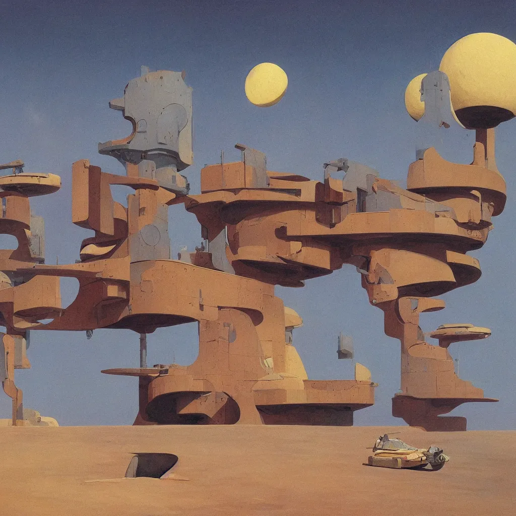 Prompt: a single! colorful!! wooden outpost clear empty sky, a high contrast!! ultradetailed photorealistic painting by dean ellis, roger dean and giorgio de chirico, hard lighting, masterpiece