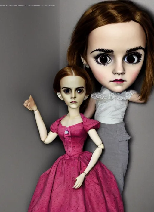 Image similar to emma watson as a mark ryden doll, detailed digital art, trending on Artstation