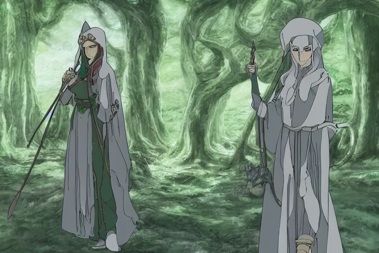 Image similar to tonemapped elven priestess by studio ghibli, highly detailed,