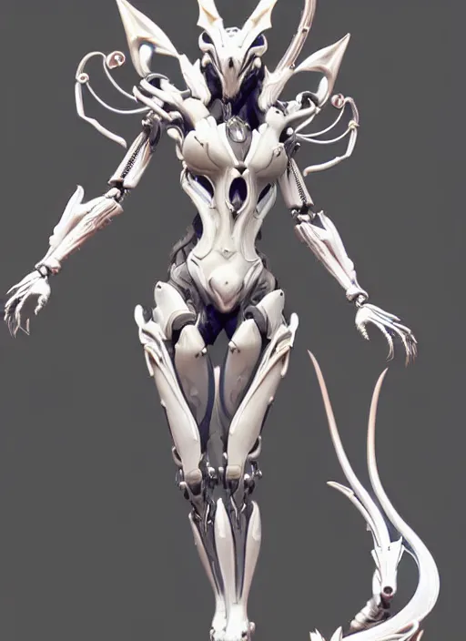 Prompt: extremely detailed goddess shot, front shot, low shot, of a beautiful saryn warframe, that's a giant beautiful stunning anthropomorphic robot female dragon with metal cat ears, posing elegantly, detailed sharp robot dragon claws, sharp clawed robot dragon paws, thick smooth warframe legs, streamlined white armor, long elegant tail, detailed warframe fanart, destiny fanart, high quality digital art, giantess art, furry art, 3D realistic, warframe art, Destiny art, furaffinity, DeviantArt, artstation, 8k HD, octane render