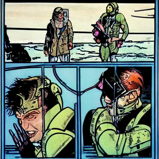 Prompt: two cods talking to eachother in deep sea, art by howard chaykin