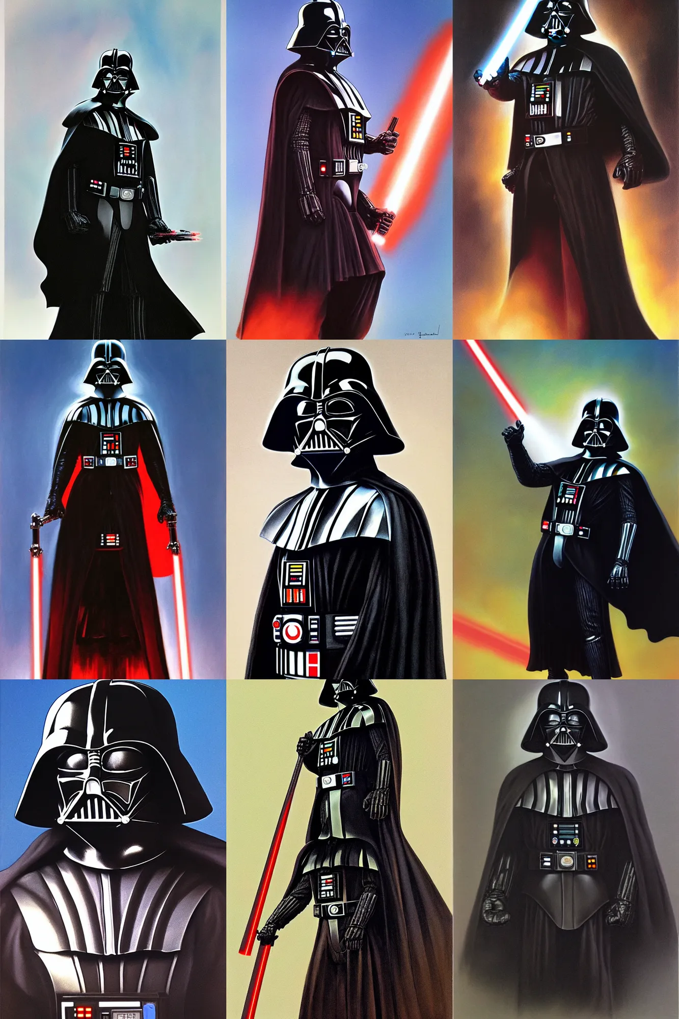 Prompt: Darth Vader, portrait by Boris Vallejo