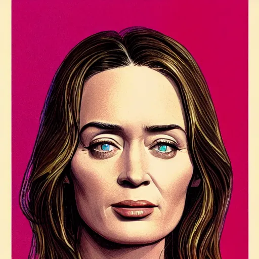 Prompt: emily blunt retro minimalist portrait by jean giraud, moebius starwatcher comic, 8 k