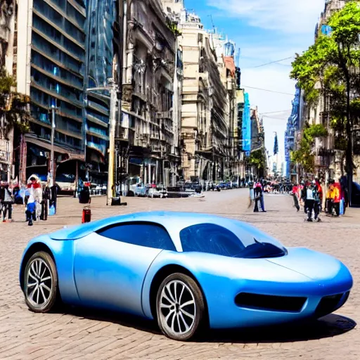 Image similar to Buenos Aires Argentina, futuristic cars in the street, holograms in the street, detailed, hd