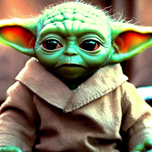 Image similar to a film still of baby yoda's kid in star wars realistic, detailed