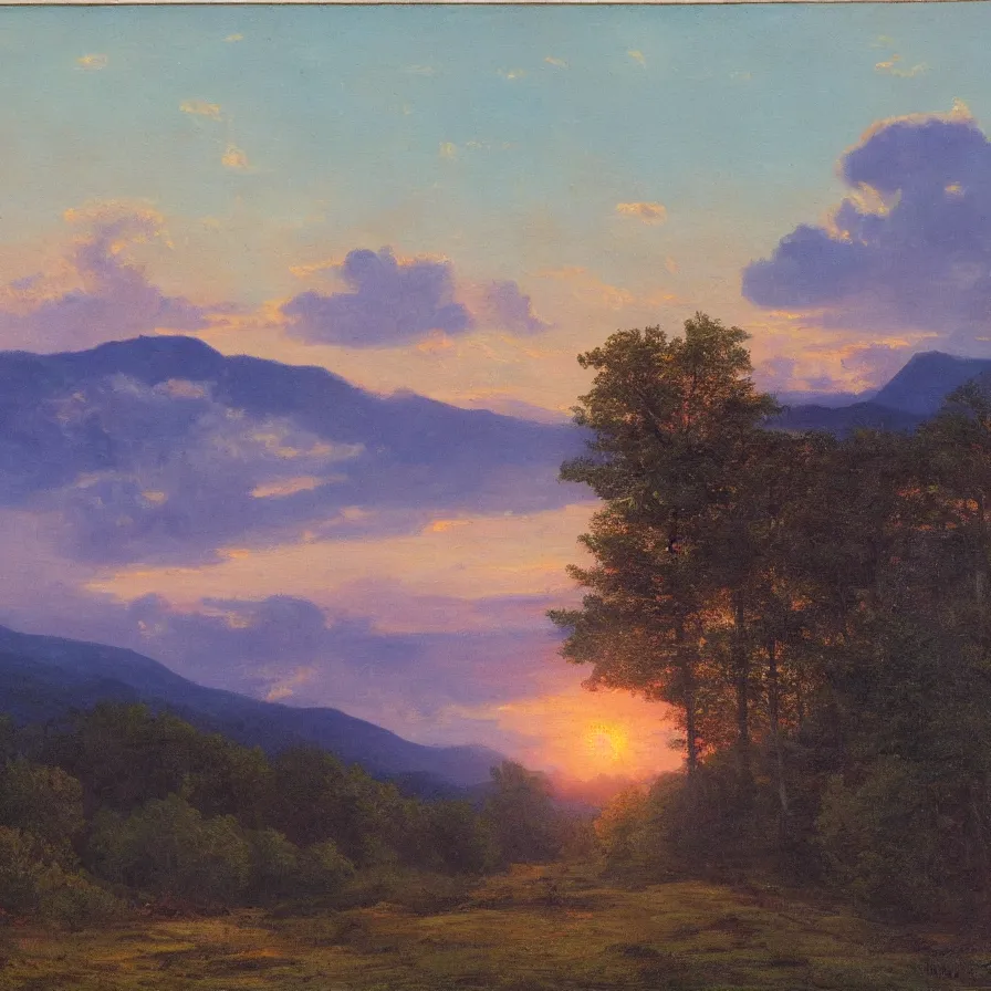 Image similar to appalachians sunrise, by vincent van oggh