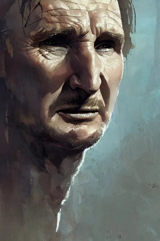 Image similar to liam neeson, sorcerer, lord of the rings, tattoo, decorated ornaments by carl spitzweg, ismail inceoglu, vdragan bibin, hans thoma, greg rutkowski, alexandros pyromallis, perfect face, fine details, realistic shaded