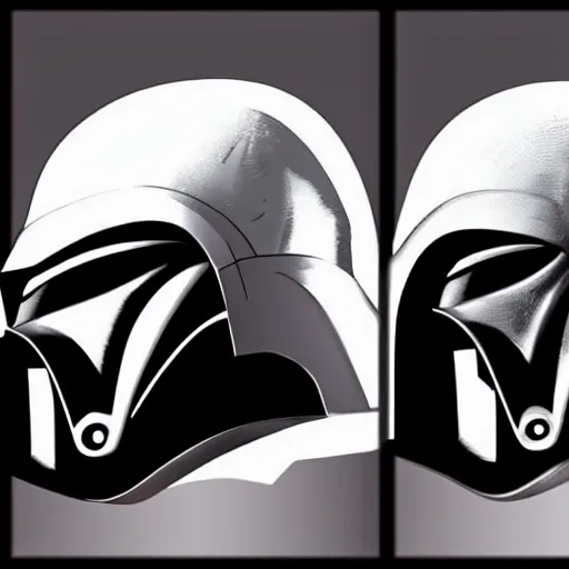 Image similar to a mix of darth vader's and the mandalorian's helmets. concept art, trending on art station.