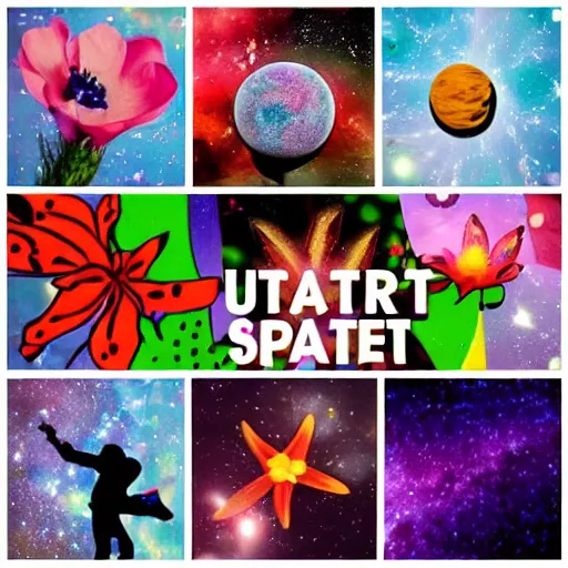 Image similar to outerspace, flowers, fun, comic relief, diversion