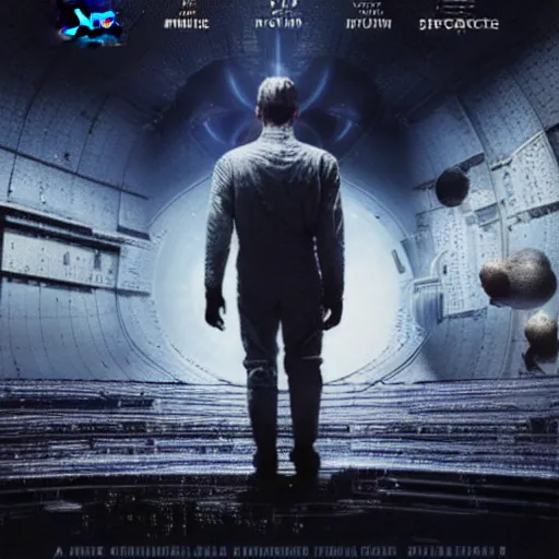 Image similar to a 3 d rendered movie still, 4 k, wide - angle medium - shot. a tear in the fabric of time and space. imax, 7 0 mm. dramatic lighting, hyper details. neo - noir science fiction, dystopian, dark, moody, dramatic, advanced technology, space exploration.