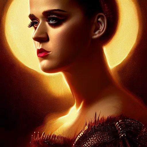 Prompt: majestic gracious regal katy perry brunette vampire portrait, atmospheric lighting, painted, menacing, intricate, volumetric lighting, beautiful, rich deep colours masterpiece, golden hour, sharp focus, ultra detailed, by leesha hannigan, ross tran, thierry doizon, kai carpenter, ignacio fernandez rios