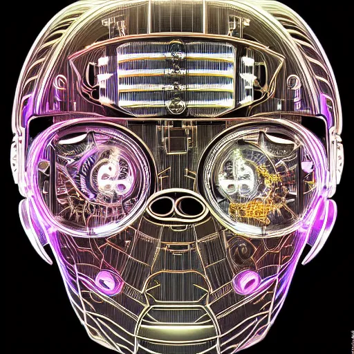 Image similar to mockup of a black tshirt with a hyperdetailed portrait of a steampunk robot by hajime sorayama, 8 k, symetrical, flourescent colors, happy trippy mood, multicolored,