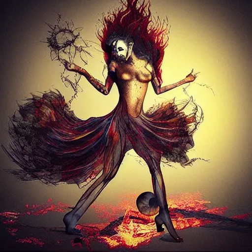 Image similar to “a feminine humanoid inferno rushing towards you, creepy, stunning digital art”