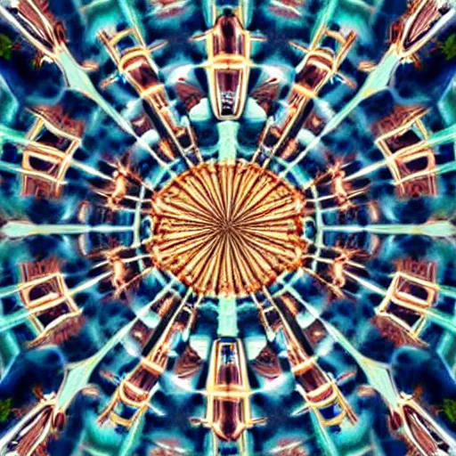 Prompt: a house inside of a house, perfectly centered, symmetrical, droste effect, kaleidoscope effect