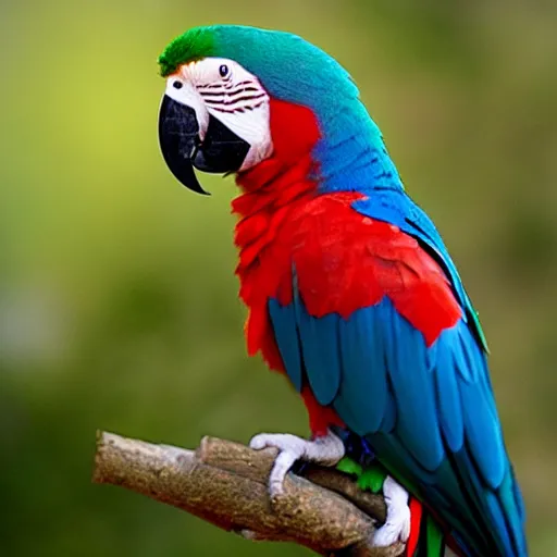 Image similar to parrot with human hair instead of feathers